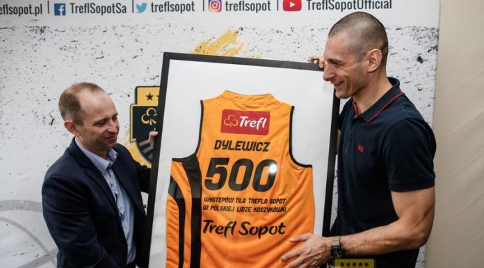 Filip Dylewicz z liczbą 500 występów w barwach Trefla Sopot