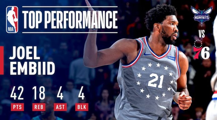 Wyniki NBA: 42 punkty Embiida, nieudany powrót Haywarda