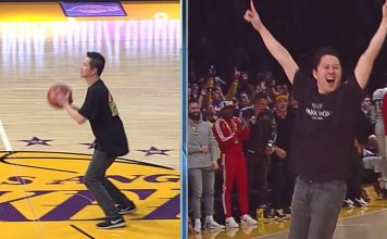 NBA: Kibic Lakers trafił z połowy boiska i wygrał 100 tysięcy dolarów!