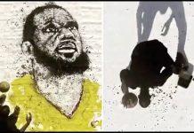 Artysta namalował LeBrona Jamesa kozłując!?