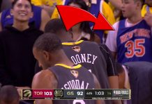 Finał NBA: Kibic w koszulce Knicks z numerem 35 na finale NBA