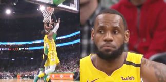 NBA: Jak Jaylen Brown wsadził nad LeBronem Jamesem!