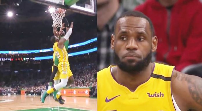 NBA: Jak Jaylen Brown wsadził nad LeBronem Jamesem!