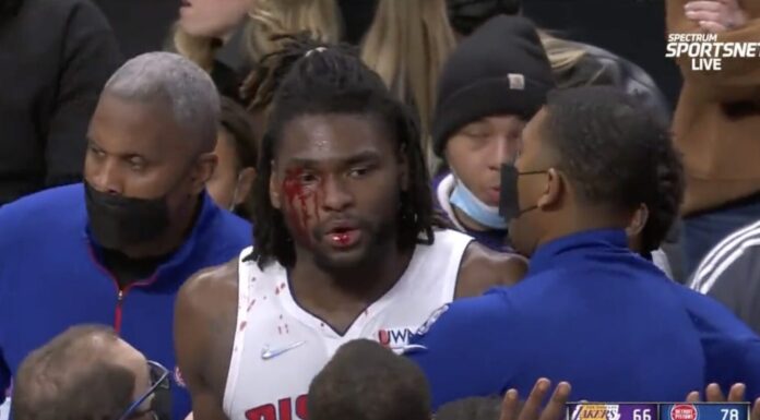 NBA: Zakrwawiony Isaiah Stewart próbował dorwać LeBrona Jamesa!