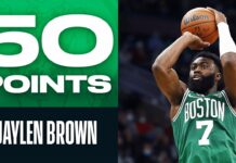 Wyniki NBA: 50 punktów Jaylena Browna, Lakers lepsi od Wolves, historyczne triple-double Giddeya