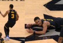 NBA: To się naprawdę wydarzyło! Rękaw do rzutów powalił Poole’a! (video)