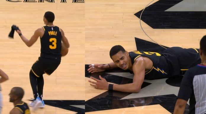 NBA: To się naprawdę wydarzyło! Rękaw do rzutów powalił Poole’a! (video)