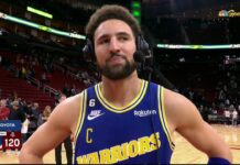 Wyniki NBA: 26 minut i 14 rzutów Sochana z Lakers. 41 punktów i 10 trójek Thompsona, powrót Irvinga, Nets imponują