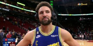 Wyniki NBA: 26 minut i 14 rzutów Sochana z Lakers. 41 punktów i 10 trójek Thompsona, powrót Irvinga, Nets imponują