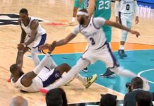 NBA: Kibice Lakers zamarli. Davis chciał podnieść LeBrona, a za chwilę zwijał się z bólu (wideo)