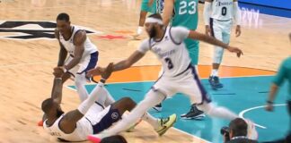 NBA: Kibice Lakers zamarli. Davis chciał podnieść LeBrona, a za chwilę zwijał się z bólu (wideo)