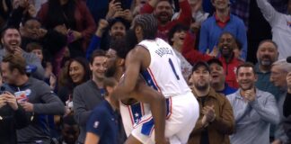 Wyniki NBA: Historyczny mecz duetu Harden – Embiid i powrót Sixers, koniec serii zwycięstw Bucks, 29 minut Sochana