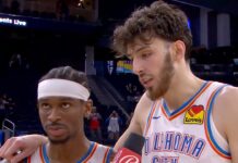 Wyniki NBA: Wielki rzut Holmgrena, 40 punktów Shaia i Giannisa, gorzki powrót Curry’ego, 16 oczek Sochana