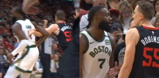 NBA: Zrobiło się gorąco. Gracz Heat wylądował na trybunach! „Więcej tego nie zrobi”