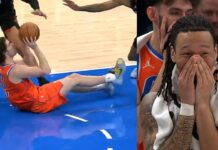 NBA: Kuriozalny rzut gracza Thunder. Siedział na parkiecie i zdobył punkty!