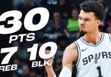 Wyniki NBA: 43 punkty Tatuma i Duranta, double-double z blokami Wemby’ego