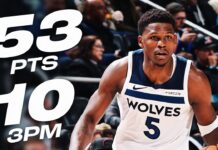 Wyniki NBA: 53 punkty Edwardsa, rewanż Jokicia na Wembym! Powroty Sochana i Kawhia