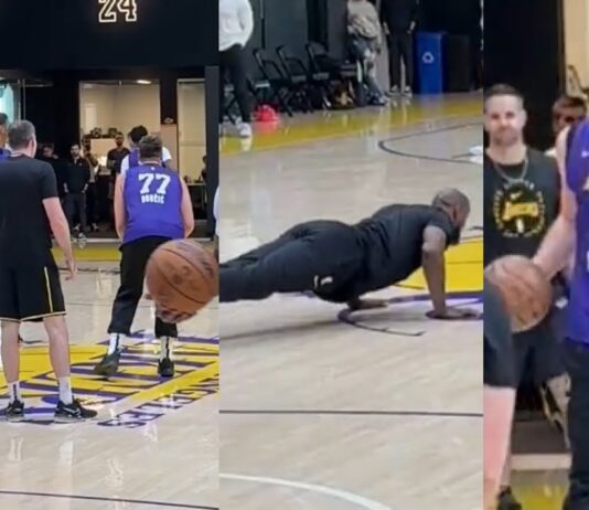 NBA: LeBron robił pompki przez Lukę! Wszystko się nagrało