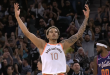 NBA: Jeremy Sochan niczym Curry! Trójka z własnej połowy!