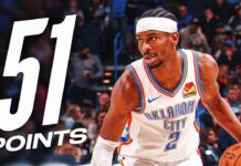 Wyniki NBA: 51 punktów Shaia, zwycięski rzut LeVerta, kontuzja Irvinga