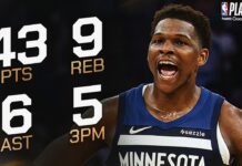 Wyniki NBA: 43 punkty Edwardsa, niesamowite końcówki w Detroit i Minnesocie, kontuzja Lillarda