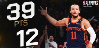 Wyniki NBA: 42 punkty i kontuzja Tatuma, Knicks o krok od awansu! Edwards pogrążył Warriors