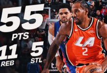 Wyniki NBA: 55 punktów Leonarda, triple-double Barnesa, duet LeBron-Doncić