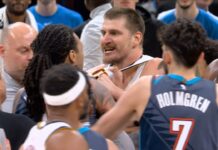 NBA: Zdzielił Jokicia prosto w twarz. Teraz przeprasza, ale nie widzi swojej winy