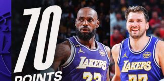 Wyniki NBA: 70 punktów duetu Doncić-James! Wpadki Rockets i Nuggets, Celtics miażdżą Warriors