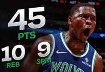Wyniki NBA: 45 punktów Edwardsa! dobry start Davisa! Giannis przegrywa w debiucie dla Heat!
